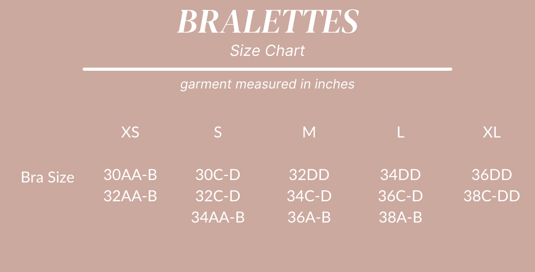 Bralettes Size Chart